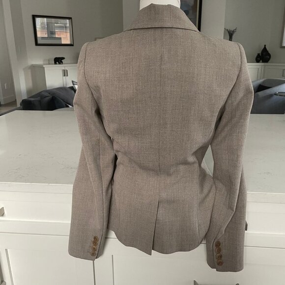 classiques entier Double Breasted Notch Collar Poly Blend Lined Jacket Tan Sz 4 - Picture 4 of 10